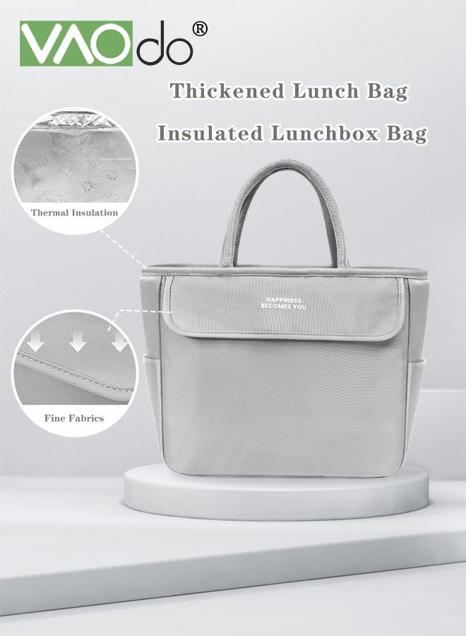 VAOdo Large-capacity Lunch Box Bag Thickened Material Bento Bag Heat Preservation And Cold Preservation Portable Portable Picnic Bag （Grey）  - Image 4