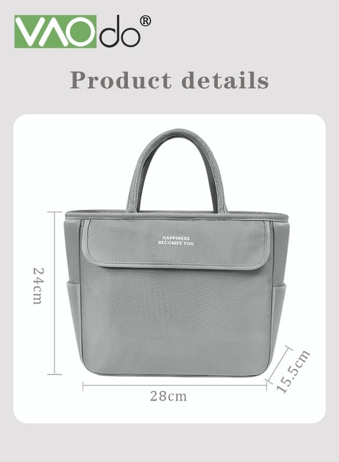 VAOdo Large-capacity Lunch Box Bag Thickened Material Bento Bag Heat Preservation And Cold Preservation Portable Portable Picnic Bag （Grey）  - Image 2