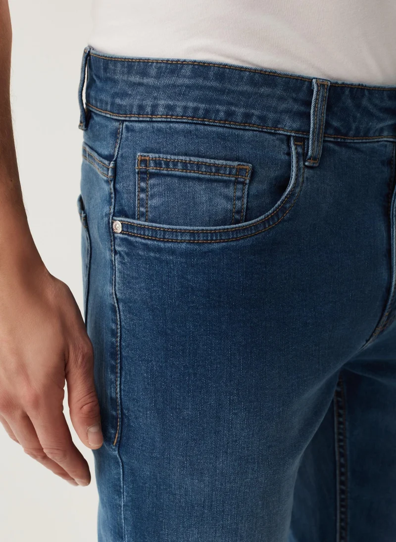 Ovs Slim-fit cross-hatch cotton jeans