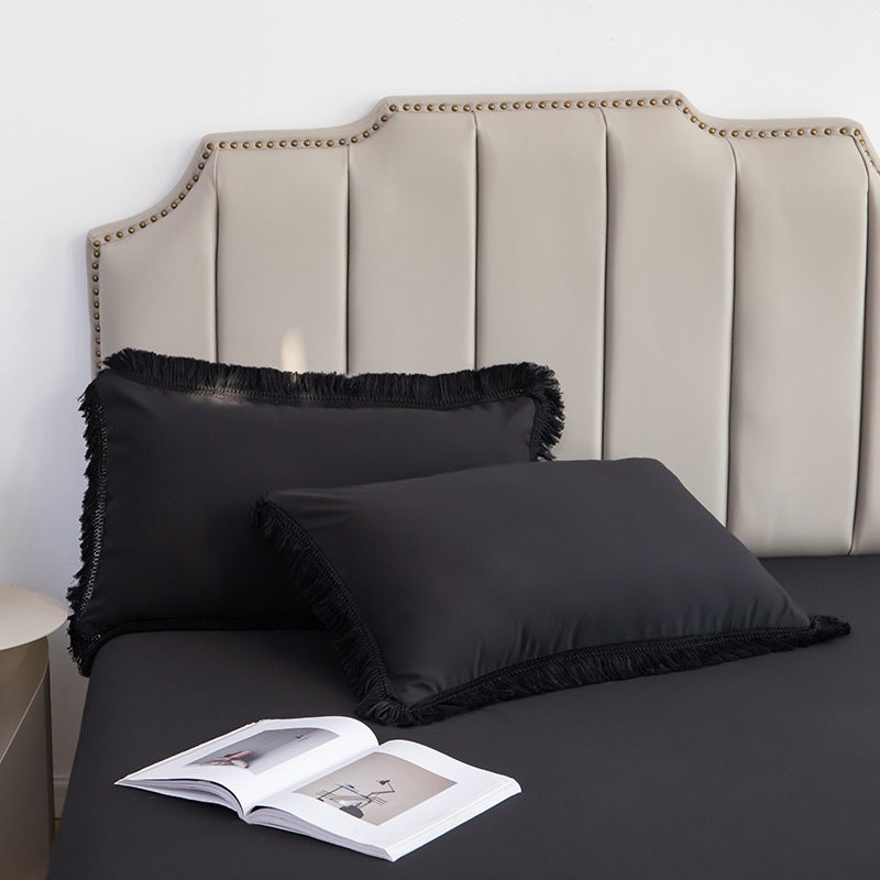 Us Size Home Textile Tassel Lace Solid Color Simple Fashion Bedding Single Kit - Image 5