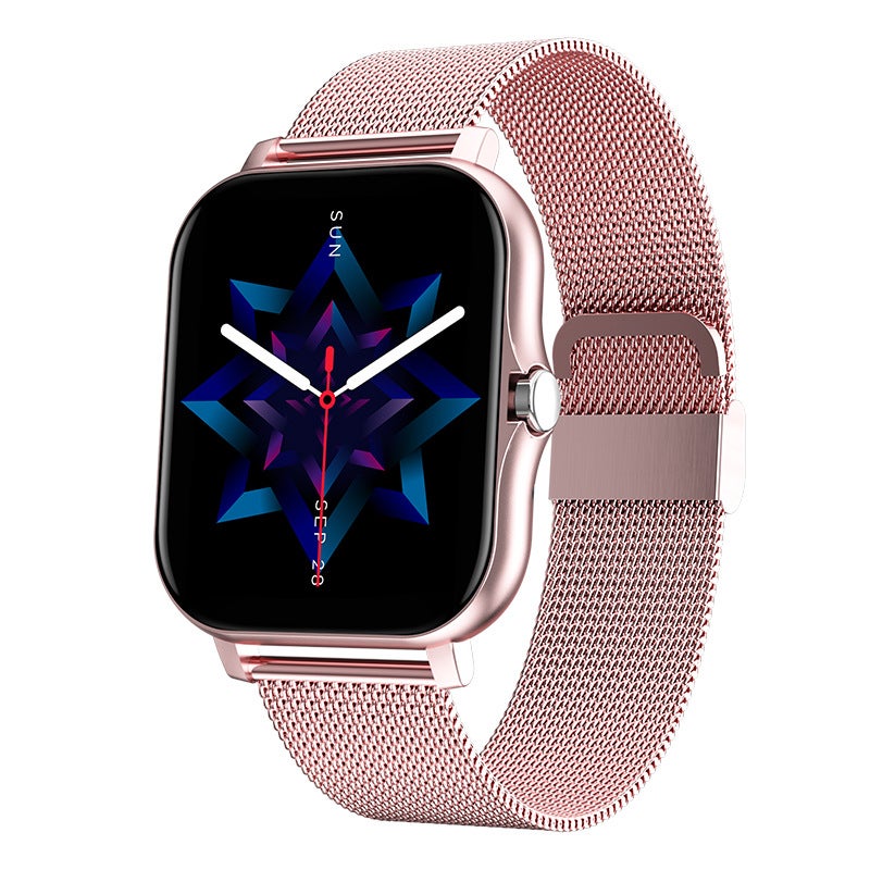 Smart Bracelet Custom Astronaut Dial Wallpaper Bluetooth Call Music Control Social Sports Watch Silicone Strap Touch Button Operation powder steel 