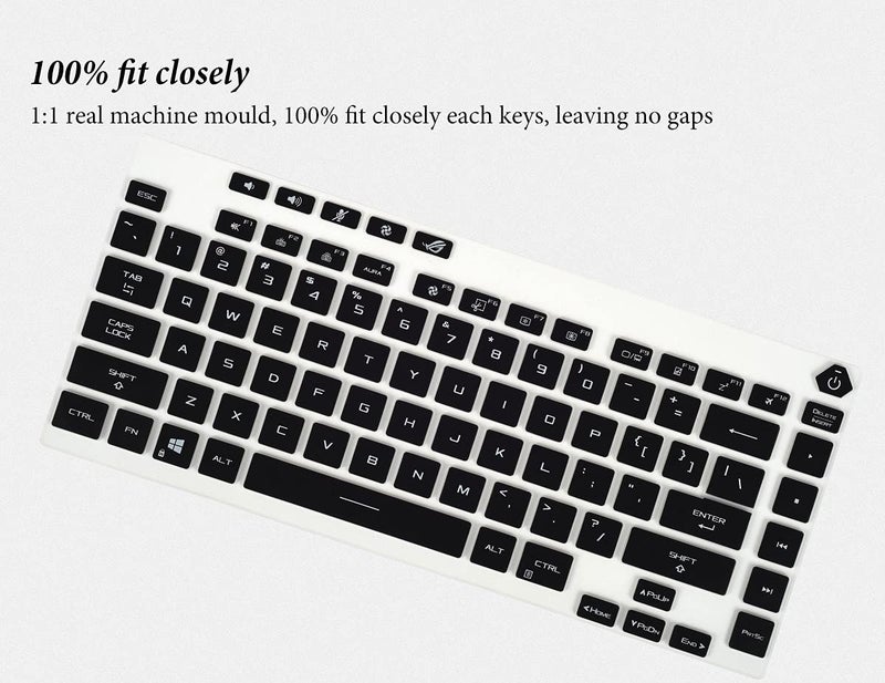 CASEDAO Keyboard Cover Skin for 2021 New ASUS ROG Strix G15 Gaming Laptop G513QR G513QR-ES96, 15.6" ASUS ROG Strix G15 G513 G533 G533ZX-XS96/AS94 Keyboard Skin[Not Fit for 2020 ASUS ROG Strix G15]-Black - Image 3