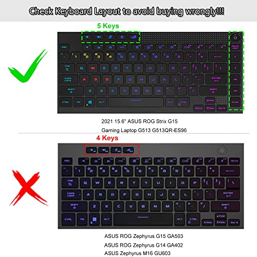 CASEDAO Keyboard Cover Skin for 2021 New ASUS ROG Strix G15 Gaming Laptop G513QR G513QR-ES96, 15.6" ASUS ROG Strix G15 G513 G533 G533ZX-XS96/AS94 Keyboard Skin[Not Fit for 2020 ASUS ROG Strix G15]-Black - Image 2