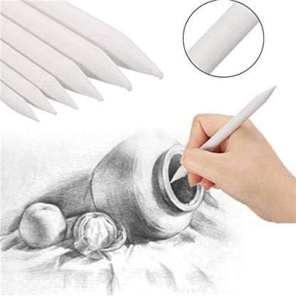 Generic ARTISTERY White Paper StumpArt BlenderTortillons with Kneadable Eraser Twin Head Pencil Extender for Graphite Charcoal Pencils Set of 6 Stumps 1Twin Head Pencil Extender 1 Kneadable Eraser  - Image 4