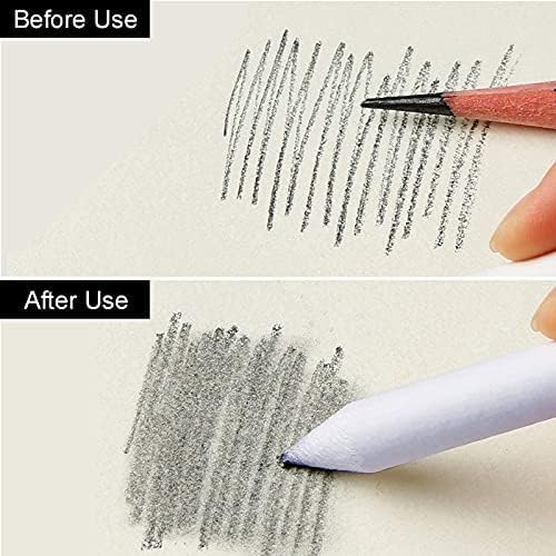 Generic ARTISTERY White Paper StumpArt BlenderTortillons with Kneadable Eraser Twin Head Pencil Extender for Graphite Charcoal Pencils Set of 6 Stumps 1Twin Head Pencil Extender 1 Kneadable Eraser  - Image 5
