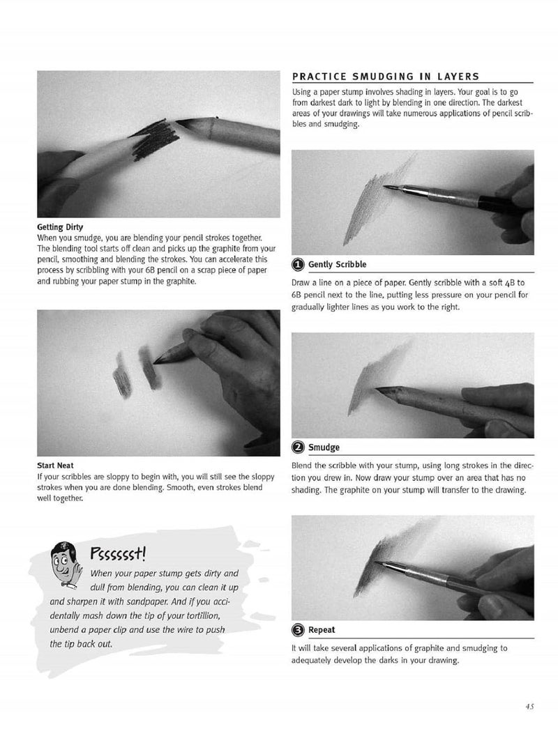 Generic ARTISTERY White Paper StumpArt BlenderTortillons with Kneadable Eraser Twin Head Pencil Extender for Graphite Charcoal Pencils Set of 6 Stumps 1Twin Head Pencil Extender 1 Kneadable Eraser  - Image 3