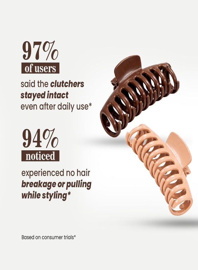 Sanfe Unbreakable Hair Clutcher for Women, Silicone Material, Strong Grip, Zero Hair Damage, Brown and Beige, 2 Pack - Image 5