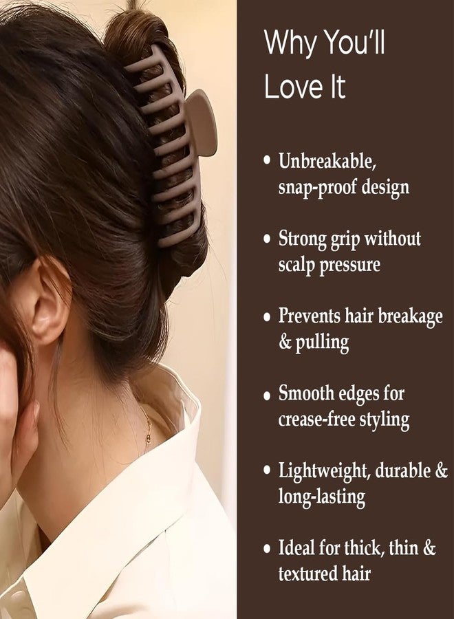 Sanfe Unbreakable Hair Clutcher for Women, Silicone Material, Strong Grip, Zero Hair Damage, Brown and Beige, 2 Pack - Image 3
