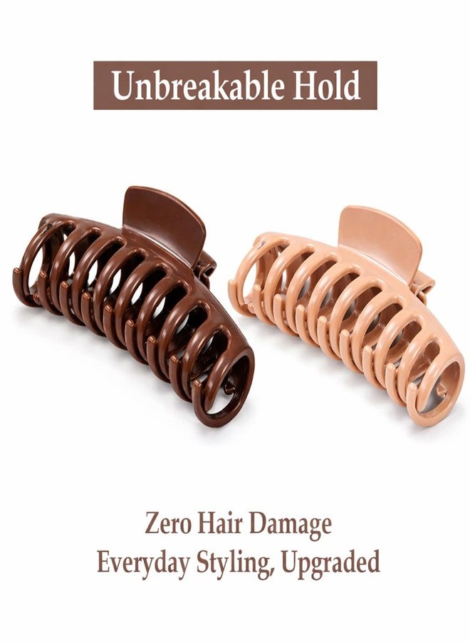 Sanfe Unbreakable Hair Clutcher for Women, Silicone Material, Strong Grip, Zero Hair Damage, Brown and Beige, 2 Pack - Image 1