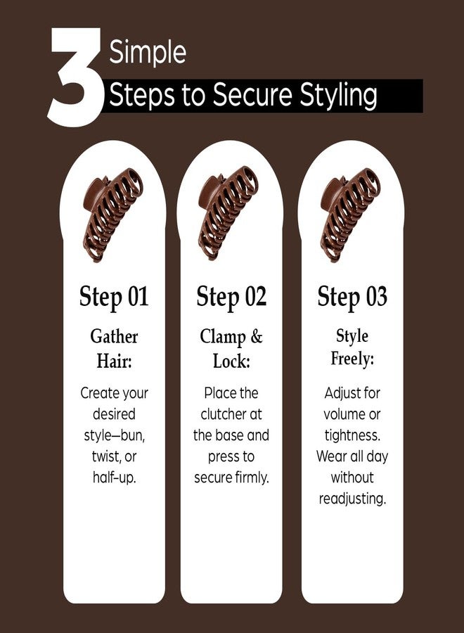 Sanfe Unbreakable Hair Clutcher for Women, Silicone Material, Strong Grip, Zero Hair Damage, Brown and Beige, 2 Pack - Image 4