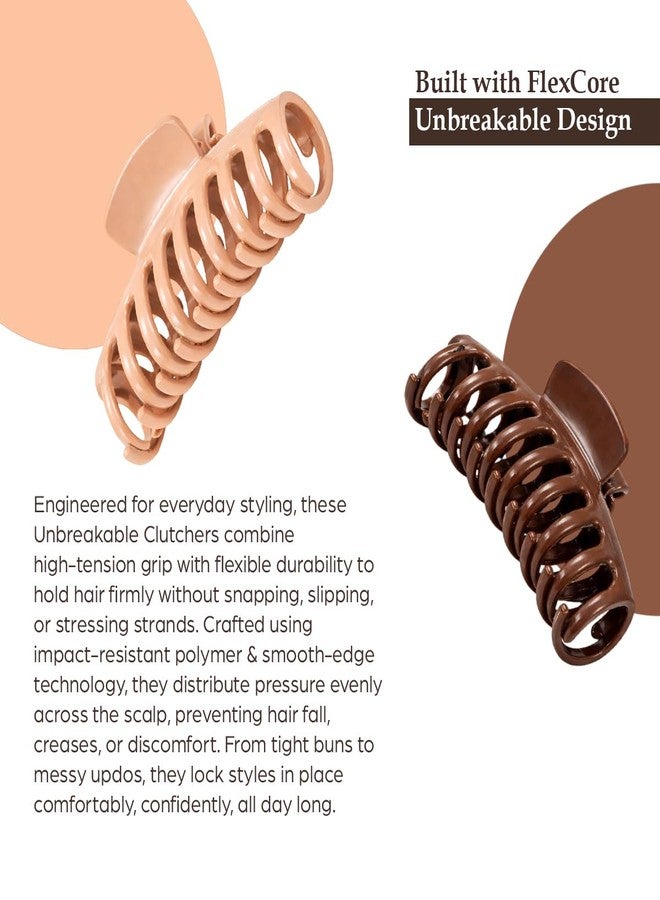 Sanfe Unbreakable Hair Clutcher for Women, Silicone Material, Strong Grip, Zero Hair Damage, Brown and Beige, 2 Pack - Image 2