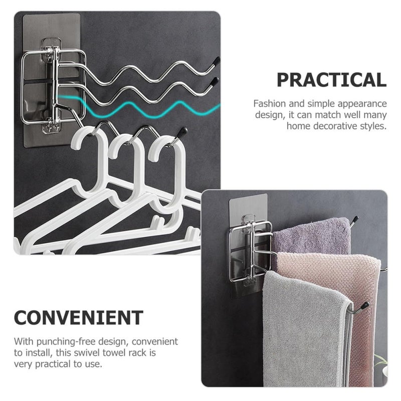 Stainless Steel 3 Tier Rotating Towel Rack Wall Mounted Bathroom Kitchen Organizer - Image 4
