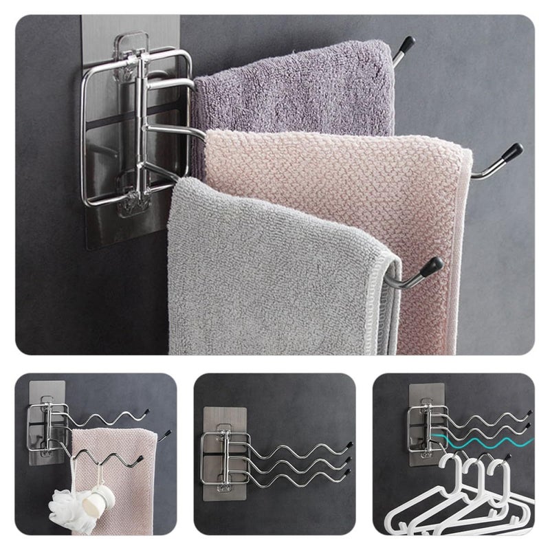 Stainless Steel 3 Tier Rotating Towel Rack Wall Mounted Bathroom Kitchen Organizer - Image 5