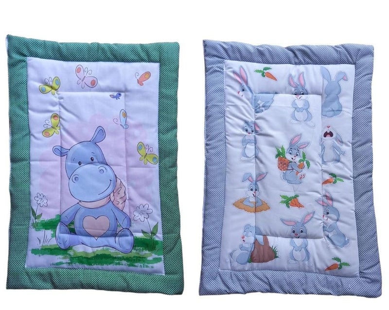 Vivatra Combo Newborn Baby Pom Pom Cotton Baby Bed Godari Cradle Bed Crib Sheet Changing Mat Baby Godadi Godari Bedding Set Mattress_Pack of 2 Piece_20 30 Inch Hippo Rabbit