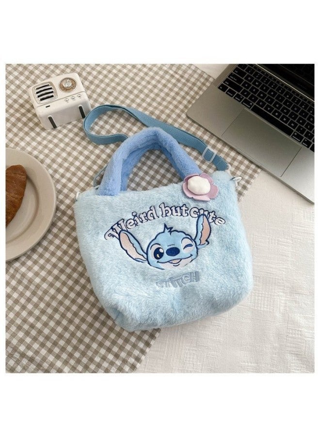 Letter Square Bag Blue And White Bear Bag Donald Duck Chain Strawberry Chain Handbag Doll Doll Machine Grab Gift-Specifications:Long Hair Big Hand Purple - Image 2