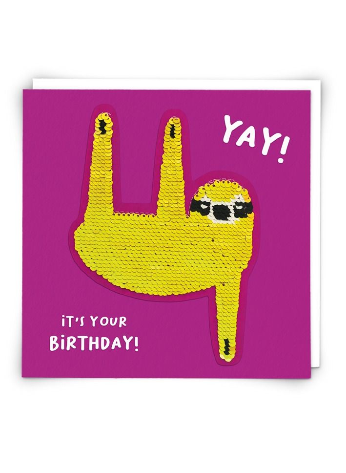 Redback Cards Sequin Sloth Birthday  Card