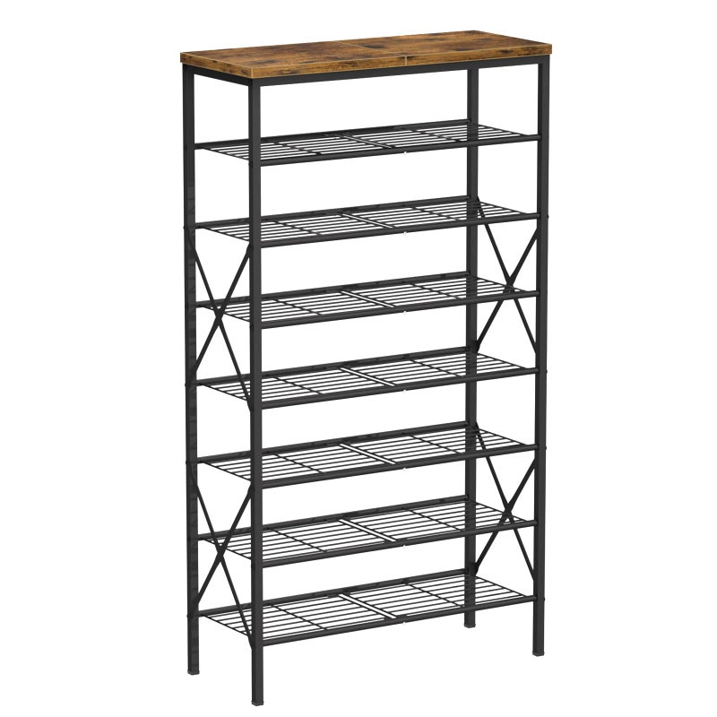 MILEFA 8 Tiers Tall Shoe Rack Organizer, Large Capacity Shoe Rack Holds 32 Pairs of Shoes, Durable and Stable, Adjustable Metal Shelf Stackable Shoe Shelf for Entryway, Hallway, Living Room, Closet - Image 1