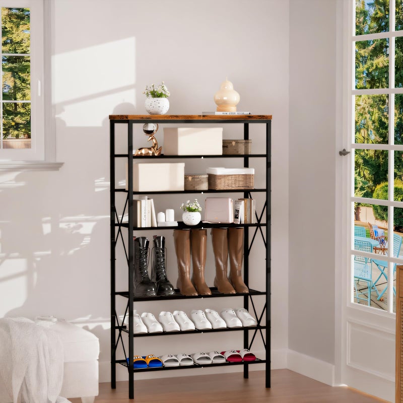 MILEFA 8 Tiers Tall Shoe Rack Organizer, Large Capacity Shoe Rack Holds 32 Pairs of Shoes, Durable and Stable, Adjustable Metal Shelf Stackable Shoe Shelf for Entryway, Hallway, Living Room, Closet - Image 2