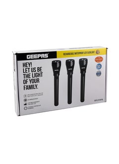 GEEPAS 3Pcs Geepas GFL51076 Rechargeable LED Flashlight, Waterproof Body | Hyper Bright Light  - Image 5