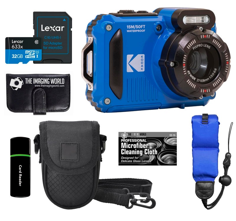 The Imaging World Kodak PIXPRO WPZ2 Rugged Waterproof Shockproof Dustproof WiFi Digital Camera 16MP 4X Optical Zoom 1080P Full HD Video Vlogging Camera 2.7" LCD (Blue) + 32GB Card + Case + Floating Strap + Bundle - Image 5