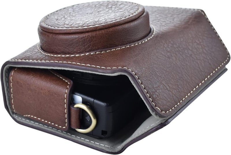 Rieibi Ricoh GR IIIGR IIIx Case  Vintage PU Leather Camera Case for Ricoh GR IIIx GR III GRIII GR3 DSLR Camera  Protective Case with Strap  Coffee - Image 2