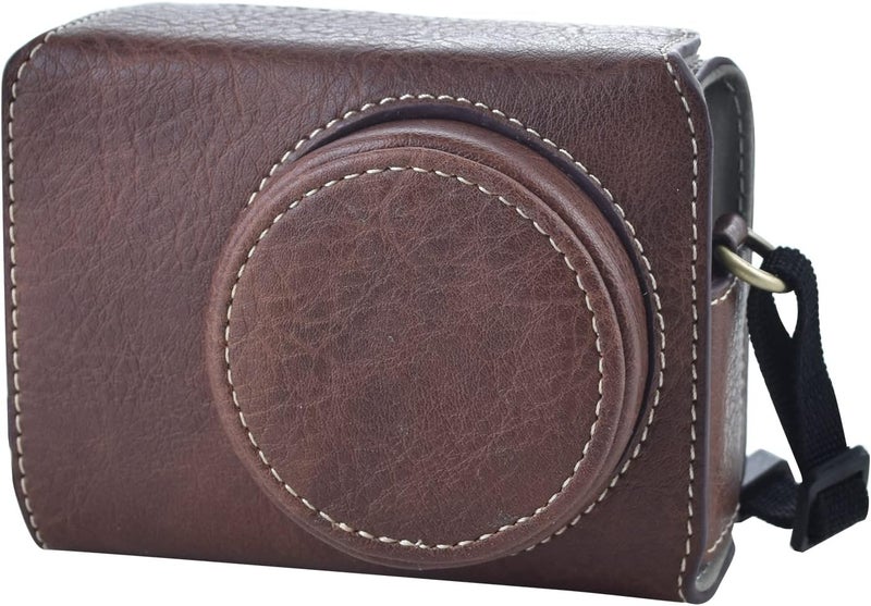Rieibi Ricoh GR IIIGR IIIx Case  Vintage PU Leather Camera Case for Ricoh GR IIIx GR III GRIII GR3 DSLR Camera  Protective Case with Strap  Coffee - Image 1