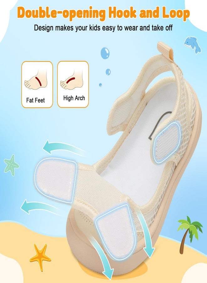 JOINFREE Baby Water Shoes Toddler Boys Girls Sandals Wide Swim Shoes Barefoot Breathable Summer Shoes for Beach Pool Beige 18-24 Months - Image 5