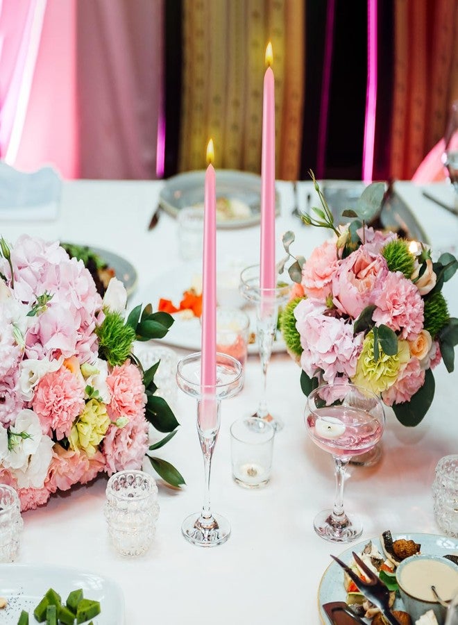 Yusevot Set of 8 10 Inch Tall Pink Taper Candles, Dripless Unscented Decorative Colored Skinny 0.76 Inch Wide Candlesticks for Home Party Dinner Table Decoration - Image 3