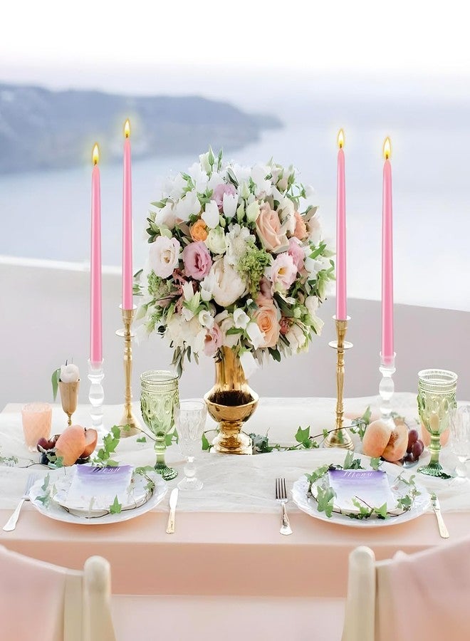 Yusevot Set of 8 10 Inch Tall Pink Taper Candles, Dripless Unscented Decorative Colored Skinny 0.76 Inch Wide Candlesticks for Home Party Dinner Table Decoration - Image 2