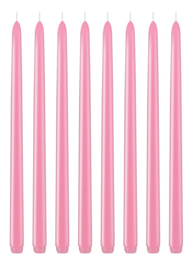 Yusevot Set of 8 10 Inch Tall Pink Taper Candles, Dripless Unscented Decorative Colored Skinny 0.76 Inch Wide Candlesticks for Home Party Dinner Table Decoration - Image 1