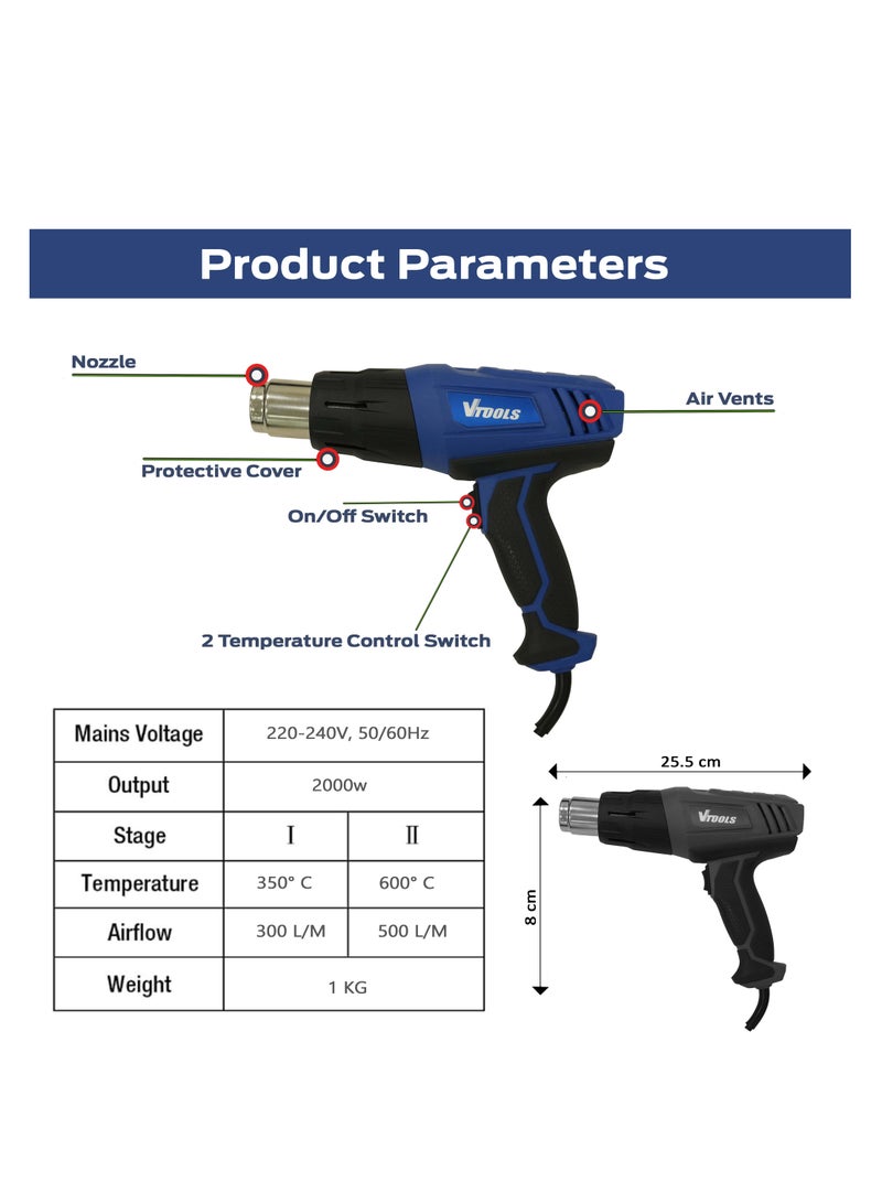 VTOOLS 2000W Hot Air Gun - Image 5
