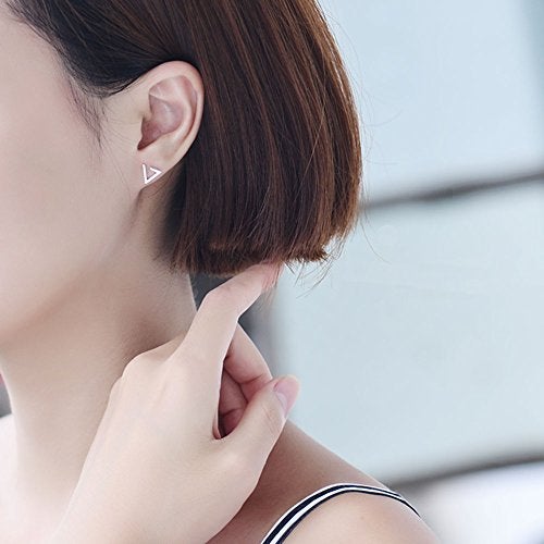 Amkaka Minimalism Hollow Triangle Earrings Sterling Silver Stud Earrings Everyday Wear - Image 2