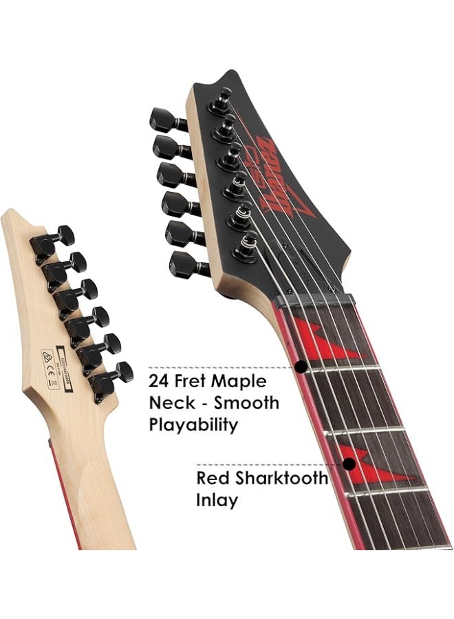 ايبانيز جيتار كهربائي Ibanez GRG بستة أوتار، جسم مصمت، يمين، أسود مسطح، كامل (GRG131DXBKF) - Image 5