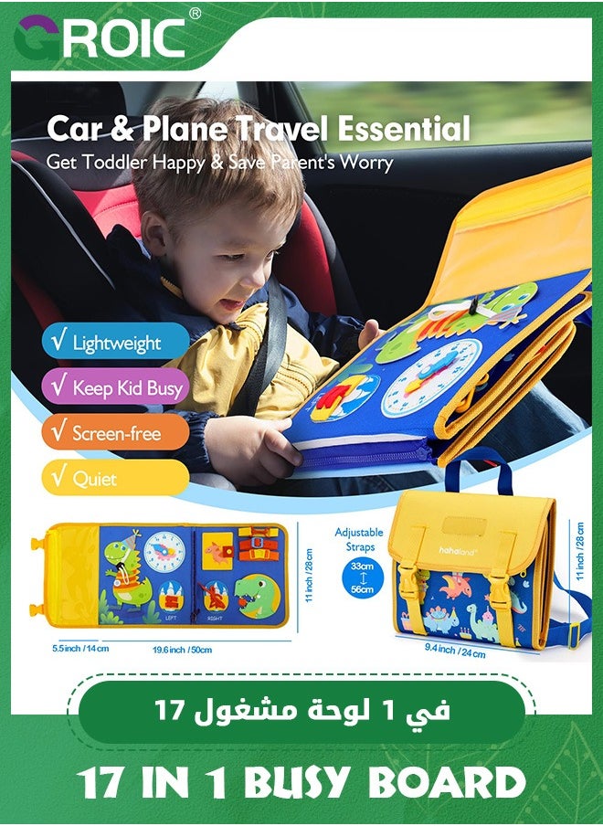 GROIC 17 in 1 Busy Board Book for Toddlers, Kids Busy Backpack Montessori Toys, Dinosaur Toys Quiet Activity Book Preschool Learning Activities with 12 Life Skill Number, Shapes, Colors, Puzzles, Alphabet  - Image 2