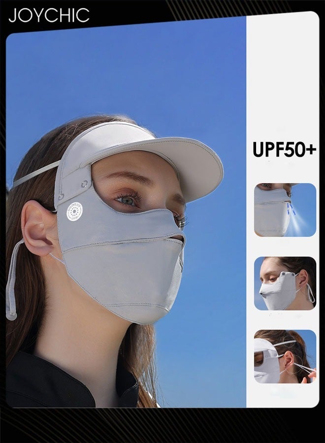 Joychic Summer Sun Protection Mask Ladies Detachable Brim Ice Silk Breathable Facemask for Women Driving and Cycling - Image 1