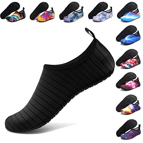 ANLUKE Water Shoes Barefoot Aqua Yoga Socks Quick-Dry Beach Swim Surf Shoes for Women Men Black/Solid 36/37 - Image 1