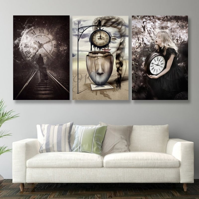 Marktna Three modern-designed canvas panels with a hollow frame, measuring (120×60), three pieces - Image 1