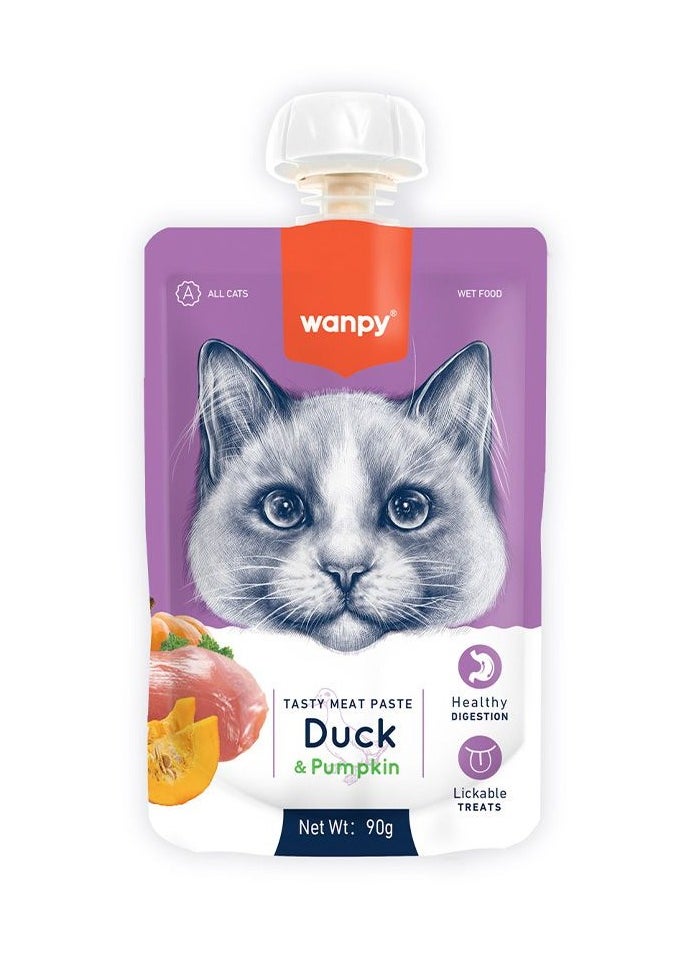 Wanpy Tasty Meat Paste Duck and Pumpkin Lickable Cat Treat 90 g 