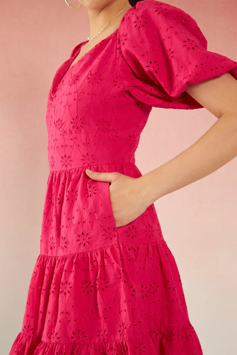 Virgio Cotton Schiffli Vacation Dresses for Women