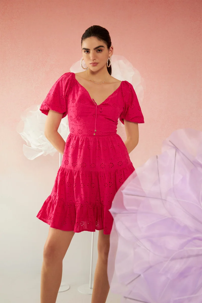 فيرجيو Cotton Schiffli Vacation Dresses for Women