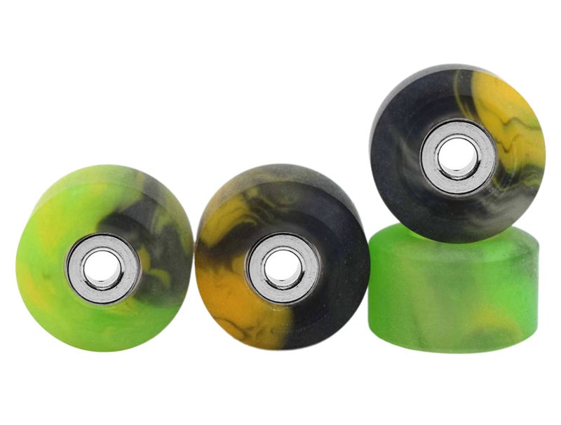 Teak Tuning Apex 61D Urethane Fingerboard Wheels - New Street Shape  7.7mm Diameter - Ultra Spin Bearings - Made in The USA - Spooky Swirl Colorway - Image 1