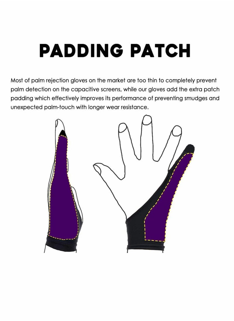 Y&D - Artists Gloves,Two Fingers Gloves Palm Rejection with Two for Paper Sketching Graphics Drawing Tablet, Suitable Left and Right Hand(Medium/Black/2Pcs) - Image 1