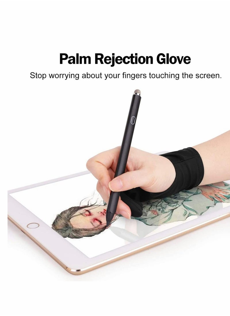 Y&D - Artists Gloves,Two Fingers Gloves Palm Rejection with Two for Paper Sketching Graphics Drawing Tablet, Suitable Left and Right Hand(Medium/Black/2Pcs) - Image 1