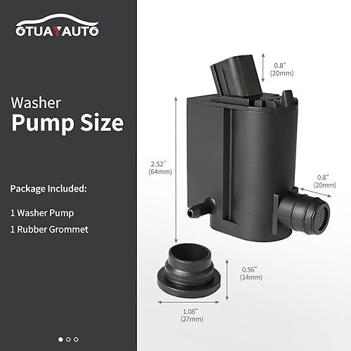 OTUAYAUTO Windshield Washer Pump with Grommet for Hyundai Accent 0617 0117 Elentra 0117 Santa Fe Kia Borrego Forte Sorento Soul Koup Rio 985101W000 985101C100 9851026100 985102K000 - Image 3