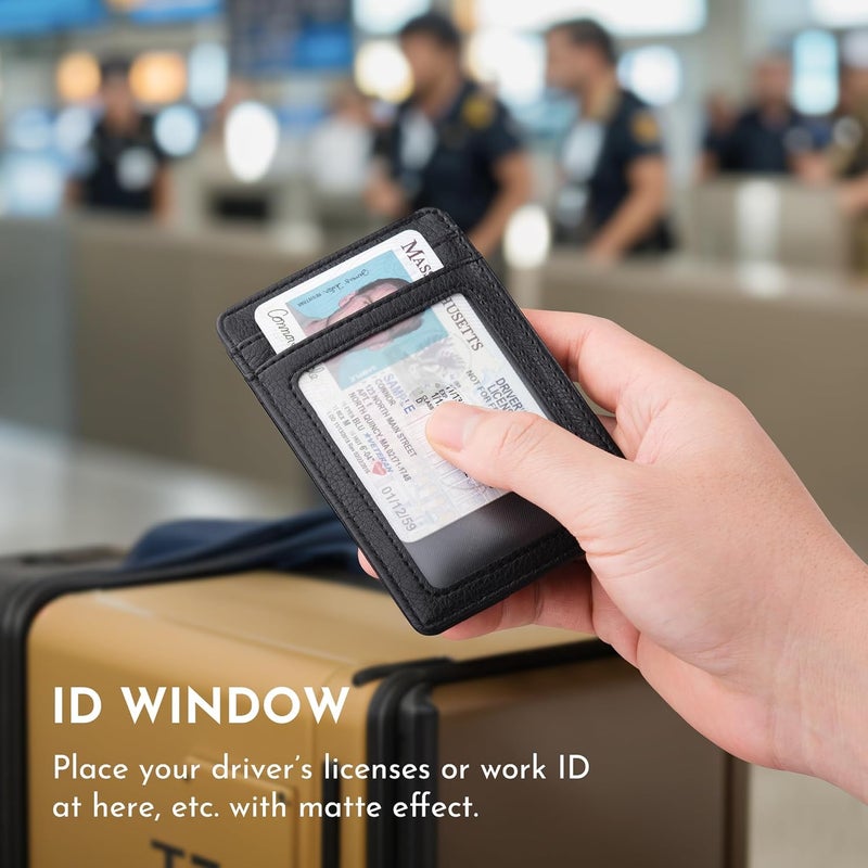 Buffway Mens Slim Wallet, Minimalist Thin Front Pocket Leather Credit Card Holder with RFID Blocking for Work Travel - Image 4