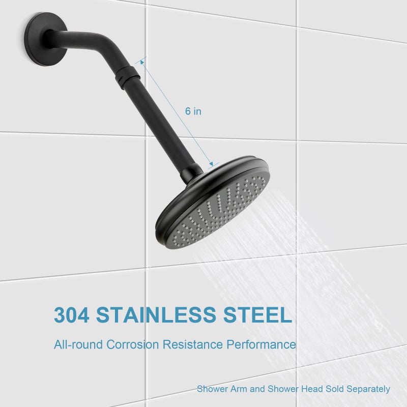 OFFO Shower Head Extension Arm, Shower Arm Extension Shower Head Extender Made of 304 Stainless Steel Shower Pipe Extension, Matte Black 6 Inches - Image 4