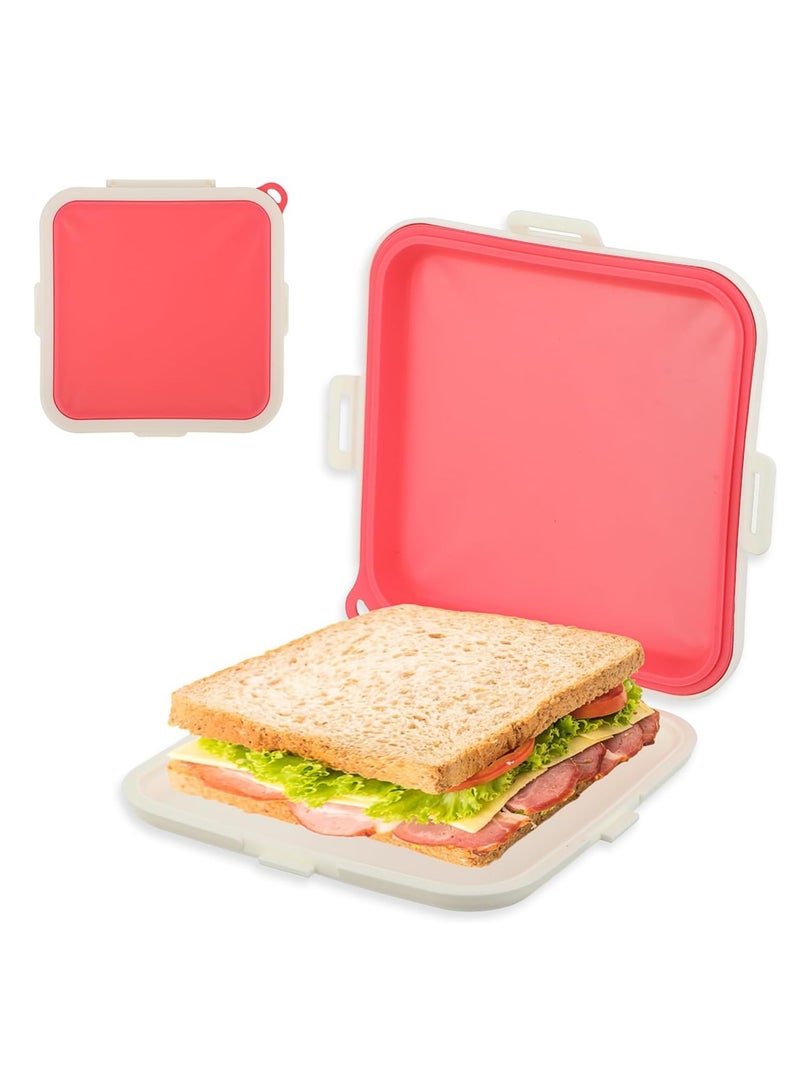 أوزيغالور حاويات شطائر سيليكون قابلة لإعادة الاستخدام - خالية من BPA وآمنة للغسل في غسالة الصحون (وردي) - Image 1