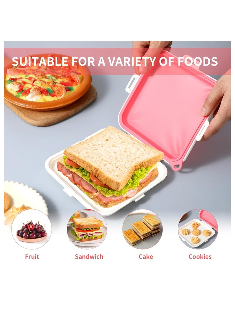 أوزيغالور حاويات شطائر سيليكون قابلة لإعادة الاستخدام - خالية من BPA وآمنة للغسل في غسالة الصحون (وردي) - Image 5