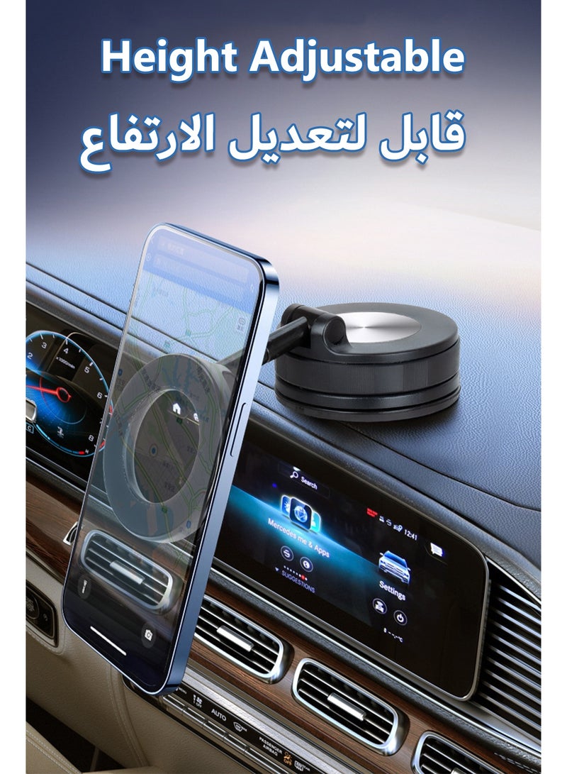 حامل هاتف للسيارة، حامل سيارة مغناطيسي قوي، حامل هاتف محمول للسيارة بقاعدة شفط هوائي وذراع معدني يدور ٣٦٠ درجة لآيفون MagSafe - Image 4