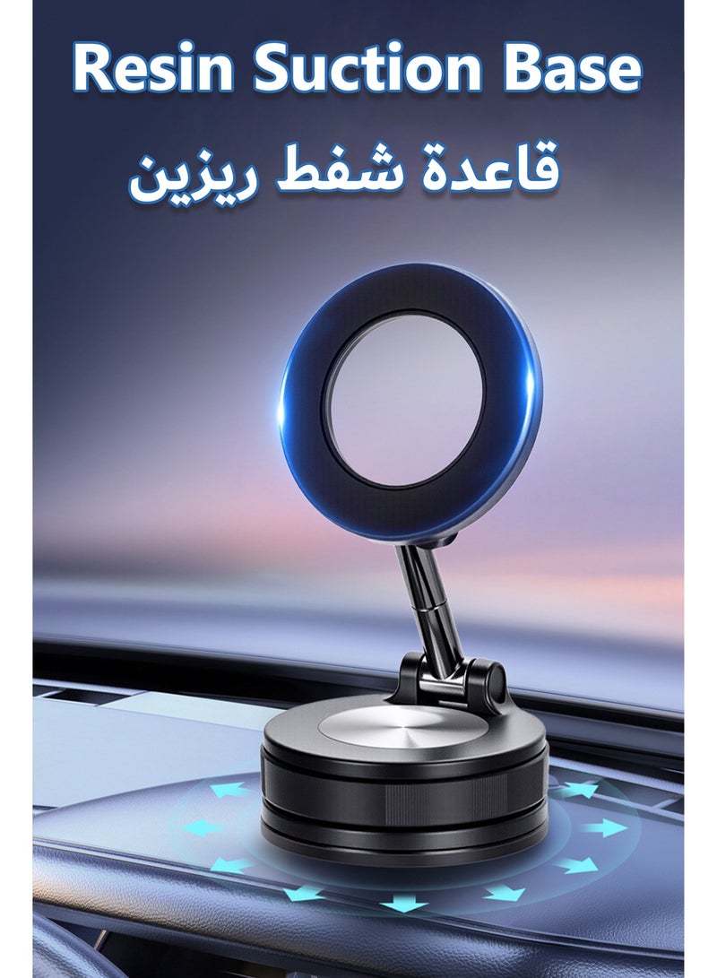 حامل هاتف للسيارة، حامل سيارة مغناطيسي قوي، حامل هاتف محمول للسيارة بقاعدة شفط هوائي وذراع معدني يدور ٣٦٠ درجة لآيفون MagSafe - Image 2